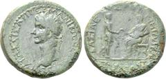 Roman Provincial Coins KINGS OF THRACE (Sapean). Rhoemetalkes III with Caligula (Circa 38-46 AD). Ae. Obv: ΓAIΩ KAIΣΑPΙ ΓEPMANIKΩ ΣEBAΣTΩ. Laureate head of Caligula left. Rev: BAΣIΛEYΣ POIMHTAΛKAΣ KOT