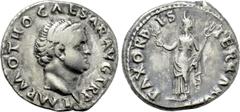 Roman Imperial Coins OTHO (69). Denarius. Rome. Obv: IMP M OTHO CAESAR AVG TR P. Bare head right. Rev: PAX ORBIS TERRARVM. Pax standing left, holding olive branch and caduceus. RIC² 4. Condition: Good