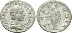 Roman Imperial Coins AQUILIA SEVERA (Augusta, 220-221 & 221-222). Denarius. Rome. Obv: IVLIA AQVILIA SEVERA AVG. Draped bust right. Rev: CONCORDIA. Concordia standing left, holding double cornucopia a