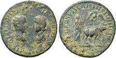 Roman Provincial Coins MESOPOTAMIA. Rhesaena. Trajanus Decius and Herennia Etruscilla (249-251). Ae. Obv: Radiate, draped and cuirassed bust of Decius vis a vis draped bust of Herennia Etruscilla. Rev