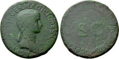 Roman Imperial Coins AGRIPPINA I (Died 33). Sestertius. Rome. Struck under Claudius. Obv: AGRIPPINA M F GERMANICI CAESARIS. Draped bust right. Rev: TI CLAVDIVS CAESAR AVG GERM P M TR P IMP P P. Large 