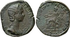 Roman Imperial Coins ORBIANA (Augusta, 225-227). Sestertius. Rome. Obv: SALL BARBIA ORBIANA AVG. Draped bust right, wearing stephane. Rev: CONCORDIA AVGVSTORVM / S C. Concordia seated left on throne, 