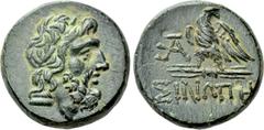 Greek Coins PAPHLAGONIA. Sinope. Ae (Circa 95-90 or 80-70 BC). Struck under Mithradates VI Eupator. Obv: Laureate head of Zeus right. Rev: ΣΙΝΩΠΗΣ. Eagle, with head right and wings spread, standing le