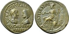 Roman Provincial Coins THRACE. Anchialus. Gordian III with Tranquillina (238-244). Ae. Obv: AVT K M ANT ΓOPΔIANOC AVΓ CEB / TPANKVΛΛINA. Draped busts of Gordian, laureate and cuirassed, and Tranquilli
