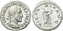 Roman Imperial Coins MAXIMINUS THRAX (235-238). Denarius. Rome. Obv: IMP MAXIMIANVS PIVS AVG. Laureate, draped and cuirassed bust right. Rev: VICTORIA AVG. Victory advancing right, holding wreath and 