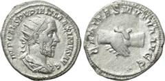 Roman Imperial Coins PUPIENUS (238). Antoninianus. Rome. Obv: IMP CAES PVPIEN MAXIMVS AVG. Radiate, draped and cuirassed bust right. Rev: CARITAS MVTVA AVGG. Clasped hands. RIC 10b. Condition: Good ve
