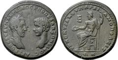 Roman Provincial Coins MOESIA INFERIOR. Marcianopolis. Macrinus, with Diadumenian (217-218). Ae. Pentassarion. Obv: AY K OΠEΛ CEV MAKPEINOC K M OΠEΛ ANTΩNEINOC. Laureate head of Macrinus and bare head