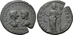 Roman Provincial Coins MOESIA INFERIOR. Tomis. Gordian III with Tranquillina (238-244). Ae Tetrassarion. Obv: AVT K M ANT ΓOPΔIANOC AVΓ CЄ / TPANKVΛΛЄINA. Draped busts of Gordian, laureate and cuirass
