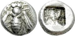 Greek Coins IONIA. Ephesos. Obol (Circa 550 BC). Obv: Bee. Rev: Incuse square punch. Karwiese Series III, 19. Condition: Very fine. Weight: 0.58 g. Diameter: 7 mm.