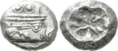 Greek Coins LYCIA. Phaselis. Stater (Circa 530-500 BC). Obv: Prow of galley right, terminating in forepart of boar. Rev: Rough incuse square. Heipp-Tamer series 3. Condition: Good very fine. Weight: 1