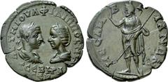 Roman Provincial Coins THRACE. Mesembria. Philip I the Arab with Otacilia Severa (244-249). Ae. Obv: AVT M IOVΛ ΦIΛIΠΠOC M ω / T CЄBHPA CЄB. Draped busts of Philip, laureate and cuirassed, and Otacili