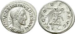 Roman Imperial Coins MAXIMINUS THRAX (235-238). Denarius. Rome. Obv: IMP MAXIMINVS PIVS AVG. Laureate, draped and cuirassed bust right. Rev: VICTORIA AVG. Victory advancing right, holding palm branch 