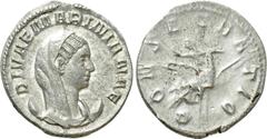 Roman Imperial Coins DIVA MARINIANA (Died before 253). Antoninianus. Rome. Struck under Valerian I. Obv: DIVAE MARINIANAE. Veiled and draped bust right, set upon crescent. Rev: CONSECRATIO. Mariniana,