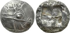 Greek Coins LYCIA. Phaselis. Stater (Circa 550 BC). Obv: Prow of galley right, terminating in forepart of boar. Rev: Rough incuse square. Heipp-Tamer Series 1, Emission 1, 1 (V1/R1); SNG von Aulock 43
