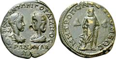 Roman Provincial Coins MOESIA INFERIOR. Tomis. Gordian III with Tranquillina (238-244). Ae Tetrassarion. Obv: AVT K M ANTΩNI ΓOPΔIANOC / TPANKVΛINA. Laureate, draped and cuirassed bust of Gordian and 
