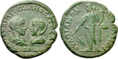 Roman Provincial Coins THRACE. Anchialus. Gordian III with Tranquillina (238-244). Ae. Obv: AVT K M ANT ΓOPΔIANOC AVΓ CAB / TPANKVΛΛINA. Draped busts of Gordian, laureate and cuirassed, and Tranquilli