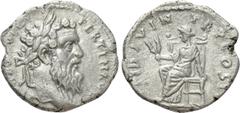 Roman Imperial Coins PERTINAX (193). Denarius. Rome. Obv: IMP CAES P HELV PERTIN AVG. Laureate head right. Rev: OPI DIVIN TR P COS II. Ops seated left on throne, holding grain ears. RIC 8a. Condition: