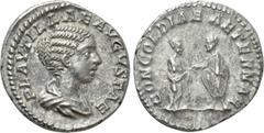 Roman Imperial Coins PLAUTILLA (Augusta, 202-205). Denarius. Obv: PLAVTILLAE AVGVSTAE. Draped bust right. Rev: CONCORDIAE AETERNAE. Caracalla and Plautilla standing facing one another, clasping hands.
