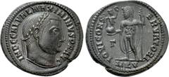 Roman Imperial Coins MAXIMINUS DAIA (310-313). Follis. Kyzikos. Obv: IMP C GAL VAL MAXIMINVS P F AVG. Laureate head right. Rev: IOVI CONSERVATORI / Γ / MKV. Jupiter standing facing, head left, holding