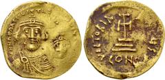 Byzantine Coins HERACLIUS with HERACLIUS CONSTANTINE (610-641). GOLD Solidus. Constantinople. Obv: δδ NN ҺЄRACLIUS ЄT ҺЄRA CONST P P AV. Crowned and draped facing busts of Heraclius and Heraclius Cons