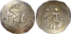 Byzantine Coins JOHN II COMNENUS (1118-1143). Fourrée EL Aspron Trachy. Thessalonica. Obv: IC - XC. Christ Pantokrator seated facing on throne. Rev: John and St. George, holding sword-in-scabbard, sta