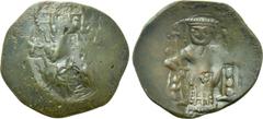 Medieval Coins BULGARIA. Second Empire. Konstantin I (1257-1277). Trachy. Veliko Turnovo. Obv: Facing bust of Christ Pantokrator, holding scroll; cross to left and right. Rev: Konstantin standing faci