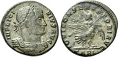 The K.L. Collection of Late Roman Coins LICINIUS I (308-324). Follis. Arelate. Obv: IMP LICINIVS AVG. Laureate and cuirassed bust right. Rev: IOVI CONSERVATORI AVG / T ARL. Licinius, with head left an