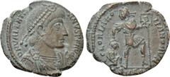 The K.L. Collection of Late Roman Coins VALENTINIAN I (364-375). Ae. Aquileia. Obv: DN VALENTINIANVS P F AVG. Diademed, draped and cuirassed bust right. Rev: GLORIA ROMANORVM / SMAQS. Emperor advancin