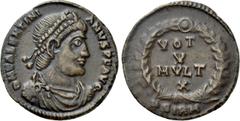 The K.L. Collection of Late Roman Coins VALENTINIAN I (364-375). Follis. Sirmium. Obv: D N VALENTINIANVS P F AVG. Diademed, draped and cuirassed bust right. Rev: VOT V MVLT X / B SIRM. Legend in four 