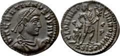 The K.L. Collection of Late Roman Coins GRATIAN (367-383). Follis. Siscia. Obv: DN GRATIANVS PF AVG. Diademed, draped and cuirassed bust right. Rev: GLORIA ROMANORVM / G C P / ΔSISCA. Gratian advancin