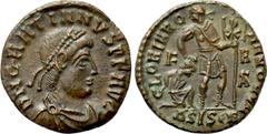 The K.L. Collection of Late Roman Coins GRATIAN (367-383). Follis. Siscia. Obv: DN GRATIANVS PF AVG. Diademed, draped and cuirassed bust right. Rev: GLORIA ROMANORVM / F R A Γ / ΔSISCE. Gratian advanc