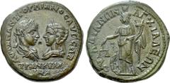 Roman Provincial Coins THRACE. Anchialus. Gordian III, with Tranquillina (238-244). Ae. Obv: AVT K M ANT ΓOPΔIANOC AVΓ CAB / TPANKVΛΛINA. Draped busts of Gordian, laureate and cuirassed, and Tranquill