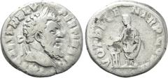 Roman Imperial Coins PERTINAX (193). Denarius. Rome. Obv: IMP CAES P HELV PERTIN AVG. Laureate head right. Rev: VOT DECEN TR P COS II. Pertinax standing left, sacrificing with patera over tripod to le