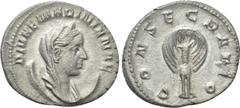 Roman Imperial Coins DIVA MARINIANA (Died before 253). Antoninianus. Rome. Struck under Valerian I. Obv: DIVAE MARINIANAE. Veiled and draped bust right, set upon crescent. Rev: CONSECRATIO. Peacock st
