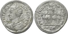 Roman Imperial Coins MAXIMINUS DAIA (310-313). BI Argenteus. Treveri. Obv: IMP MAXIMINVS AVG. Radiate, draped and cuirassed bust left, raising hand and holding globus. Rev: SOLI INVICTO COMITI / PTR. 
