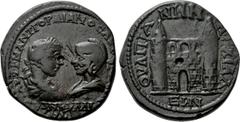 Roman Provincial Coins THRACE. Anchialus. Gordian III with Tranquillina (238-244). Ae. Obv: AVT K M ANT ΓOPΔIANOC AVΓ C[.]B / TPANKVΛΛINA. Draped busts of Gordian, laureate and cuirassed, and Tranquil