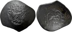 Byzantine Coins LATIN RULERS OF CONSTANTINOPLE (1204-1261). Trachy. Large module. Constantinople. Obv: Facing bust of Christ Pantokrator. Rev: Archangel Michael standing facing, holding sceptre and gl