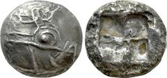 Greek Coins LYCIA. Phaselis. Stater (Circa 550 BC). Obv: Prow of galley right, terminating in forepart of boar. Rev: Rough incuse square. Heipp-Tamer Series 1, Emission 1, 1 (V1/R1); SNG von Aulock 43