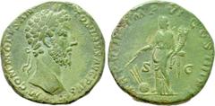 Roman Imperial Coins COMMODUS (177-192). Sestertius. Rome. Obv: M COMMODVS ANTONINVS AVG PIVS. Laureate head right. Rev: TRP VIII IMP VI COS IIII PP / S - C. Fortuna standing left, holding cornucopia 