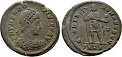 Roman Imperial Coins THEODOSIUS I (379-395). Ae. Nicomedia. Obv: DN THEODOSIVS PF AVG. Diademed draped and cuirassed bust right. Rev: GLORIA ROMANORVM / * / SMNB. Emperor standing facing, head right, 