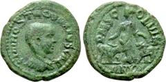 Roman Provincial Coins MOESIA SUPERIOR. Viminacium. Hostilian (251). Ae. Obv: C VAL HOST M QVINTVS CAE. Bareheaded, draped and cuirassed bust right. Rev: P M C COL VIM / AN XII. Moesia standing left, 