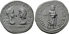 Roman Provincial Coins MOESIA INFERIOR. Tomis. Gordian III with Tranquillina (238-244). Ae Tetrakaihemiassarion. Obv: AVT K M ANTΩNI ΓOPΔIANOC / TPANKVΛINA. Draped busts of Gordian, laureate and cuira