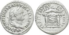 Roman Imperial Coins TITUS (79-81). Denarius. Rome. Obv: IMP TITVS CAES VESPASIAN AVG P M. Laureate head right. Rev: TR P IX IMP XV COS VIII P P. Draped triangular pulvinar, decorated with palmettes. 