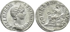 Roman Imperial Coins ORBIANA (Augusta, 225-227). Denarius. Rome. Obv: SALL BARBIA ORBIANA AVG. Draped bust right, wearing stephane. Rev: CONCORDIA AVGG. Concordia seated left on throne, holding patera