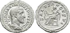 Roman Imperial Coins MAXIMINUS THRAX (235-238). Denarius. Rome. Obv: IMP MAXIMINVS PIVS AVG. Laureate, draped and cuirassed bust right. Rev: SALVS AVGVSTI. Salus seated left on throne, feeding serpent