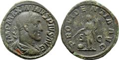 Roman Imperial Coins MAXIMINUS THRAX (235-238) Sestertius. Rome. Obv: IMP MAXIMINVS PIVS AVG. Laureate, draped and cuirassed bust right. Rev: PROVIDENTIA AVG / S - C. Providentia standing left, holdin