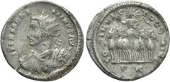 Roman Imperial Coins MAXIMINUS DAIA (310-313). BI Argenteus. Treveri. Obv: IMP MAXIMINVS AVG. Radiate, draped and cuirassed bust left, raising hand and holding globus. Rev: SOLI INVICTO COMITI / PTR. 