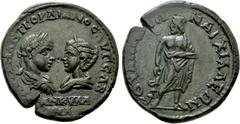 Roman Provincial Coins THRACE. Anchialus. Gordian III, with Tranquillina (238-244). Ae. Obv: AVT K M ANT ΓOPΔIANOC AVΓ CAB / TPANKVΛΛINA. Draped busts of Gordian, laureate and cuirassed, and Tranquill