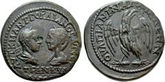 Roman Provincial Coins THRACE. Anchialus. Gordian III, with Tranquillina (238-244). Ae. Obv: AVT K M ANT ΓΟΡΔΙΑΝΟC AVΓ CEB / TRANKVΛΛINA. Draped busts of Gordian, laureate and cuirassed, and Tranquill
