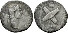 Roman Imperial Coins NERO CLAUDIUS DRUSUS (Died 9 BC). Fourrée Denarius. Contemporary imitation of Lugdunum under Claudius. Obv: NERO CLAVDIVS DRVSVS GERMANICVS IMP. Laureate head right. Rev: DE GERMA